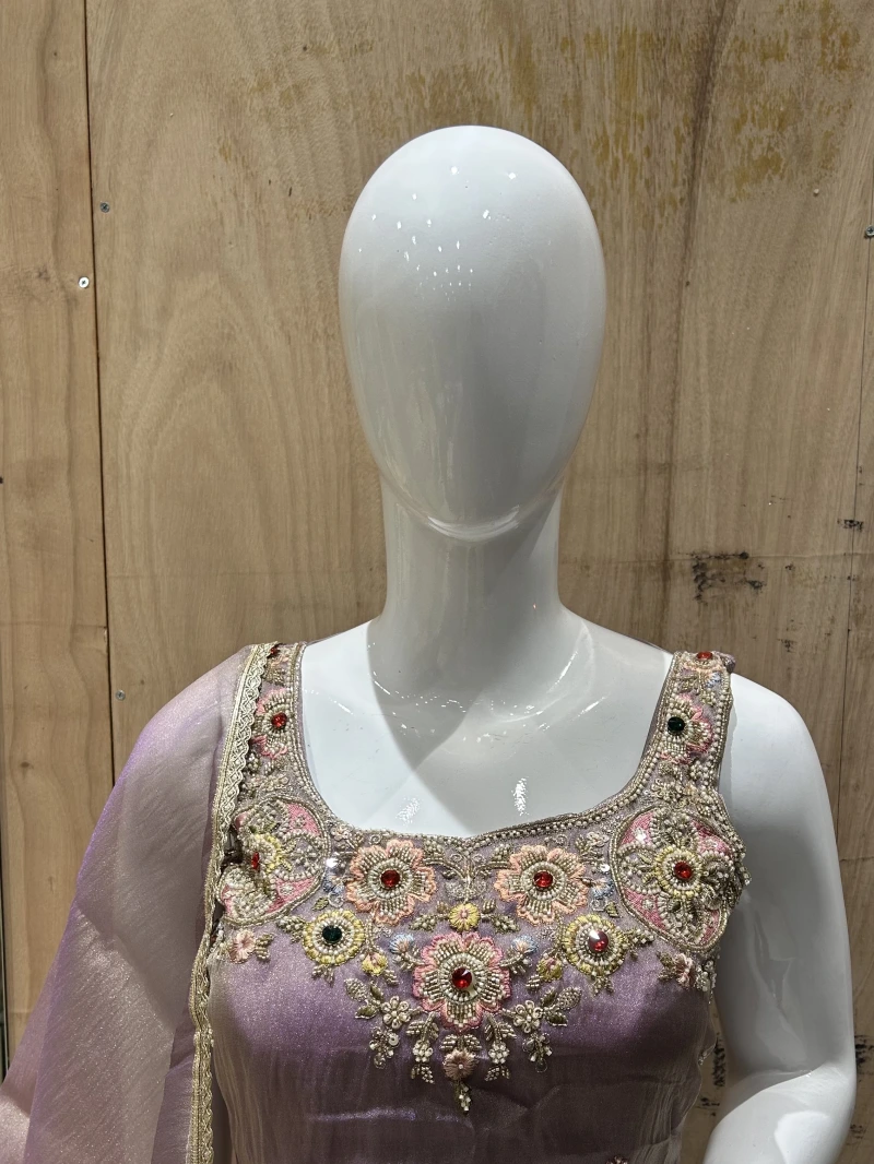 Lavender Shimmer Tissue Stoned Sharara Set 4