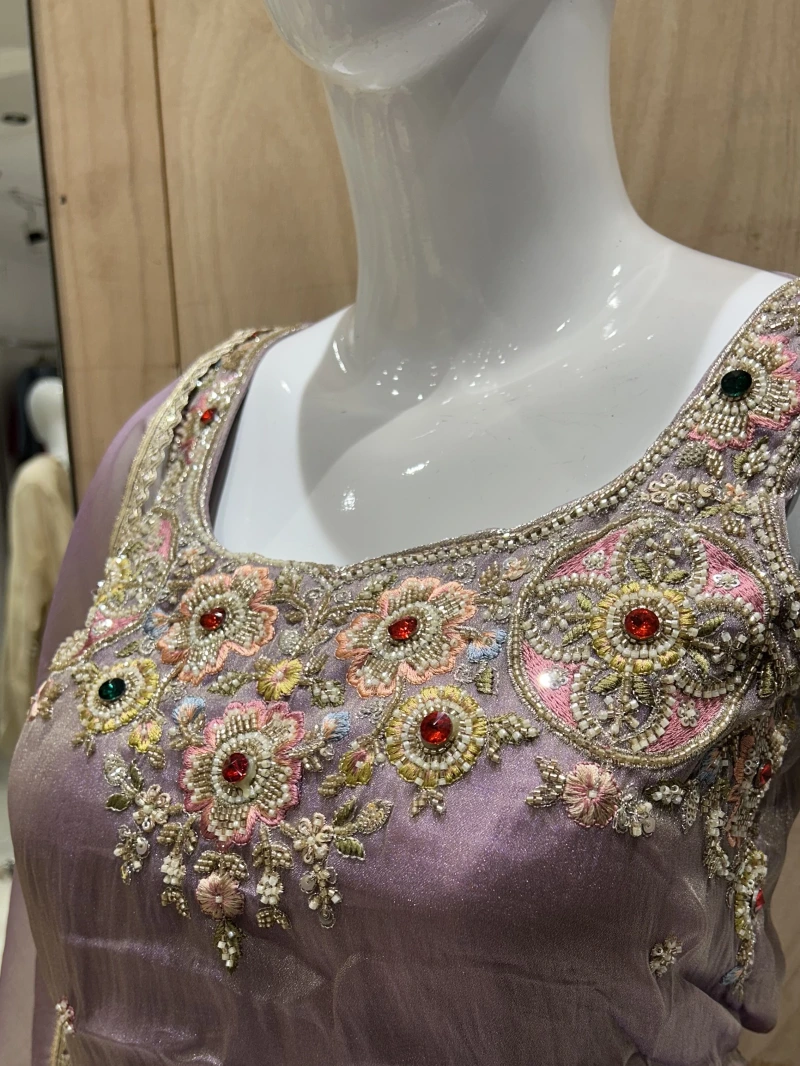Lavender Shimmer Tissue Stoned Sharara Set 5