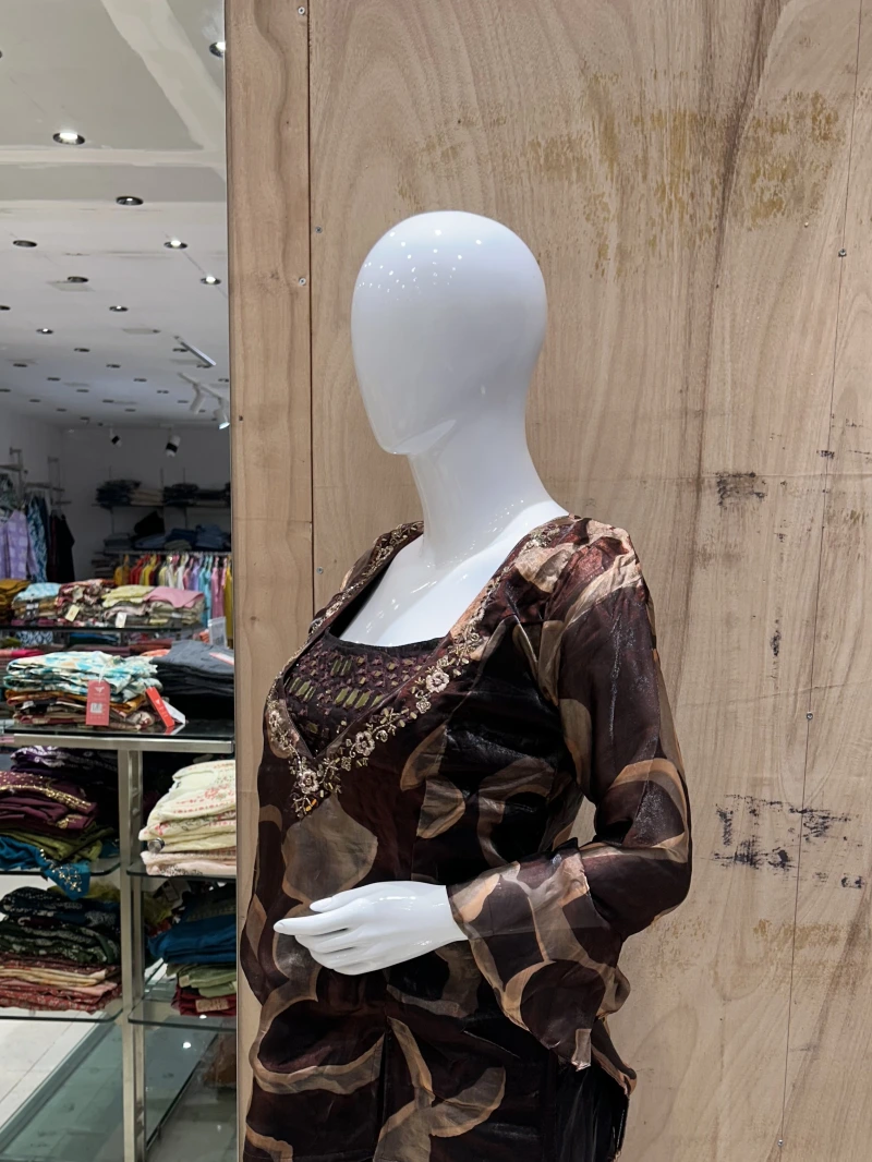 Brown Mirror Design Inner Crop / Peplum & Palazzo Set 5