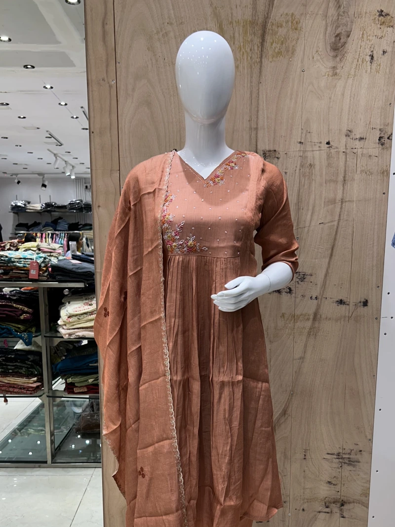 Shimmer Mul Chanderi Anarkali Salwar Suit