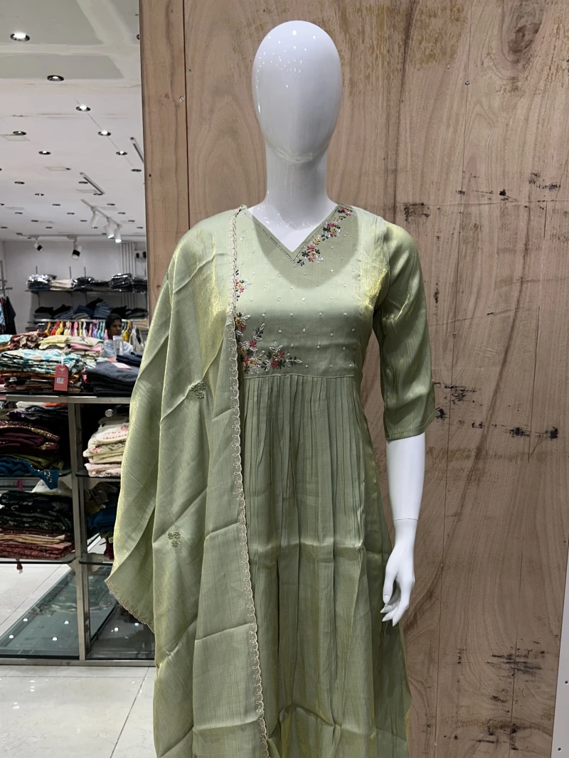 Shimmer Mul Chanderi Anarkali Salwar Suit