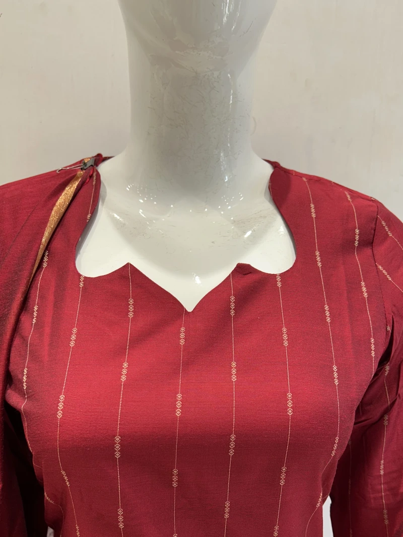 Red Raw Silk Kurta Set With Patterned Dupatta 6