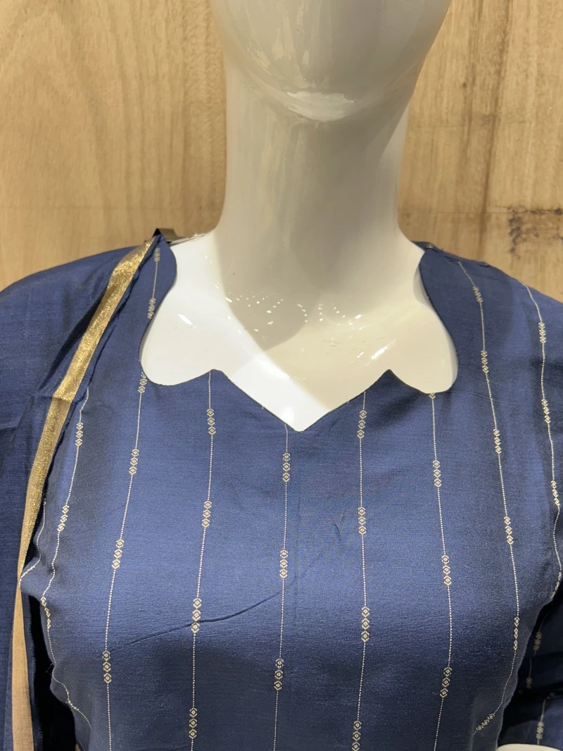 Blue Raw Silk Kurta Set With Patterned Dupatta 6